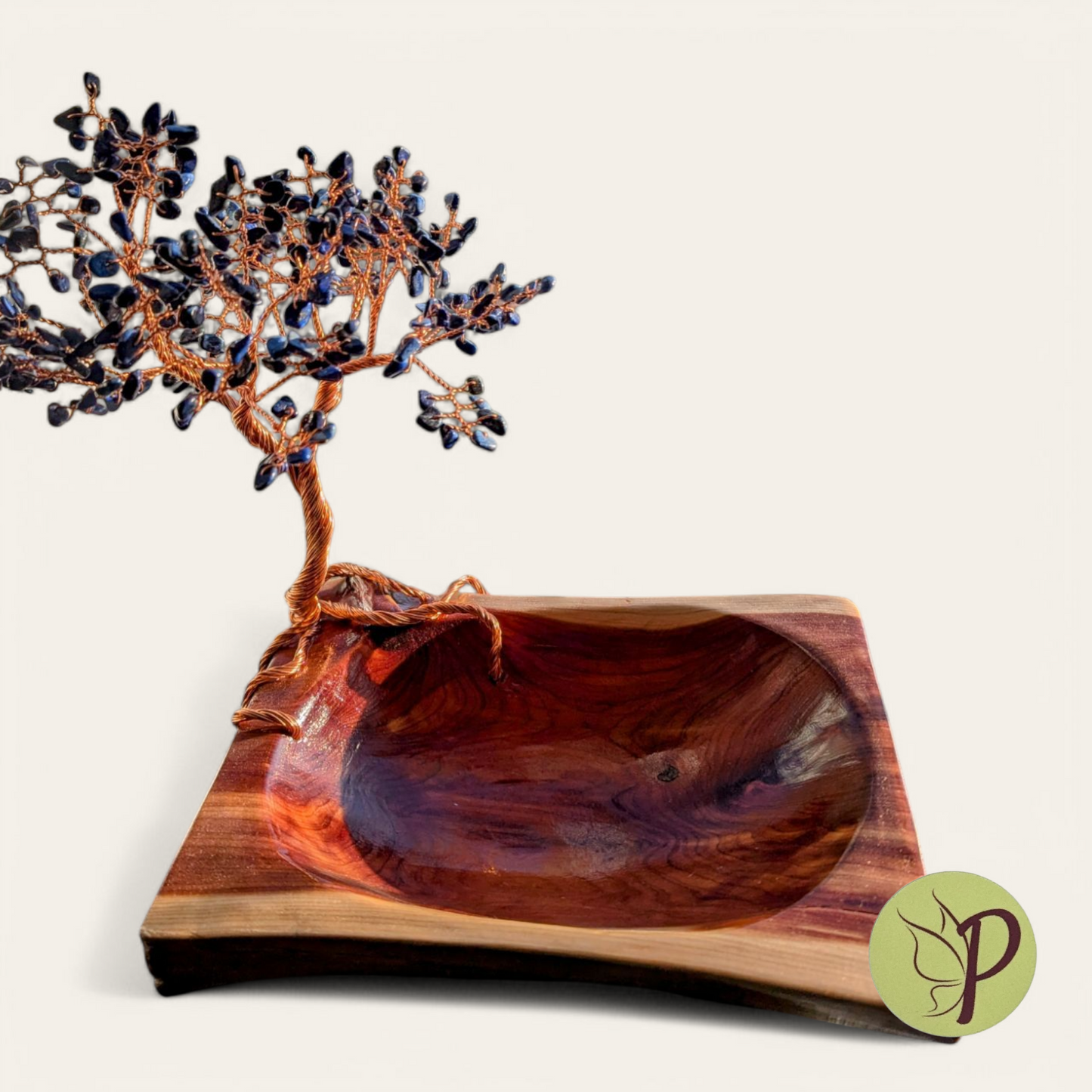 #187 - Medium Cedar Bowl with Lapis Lazuli