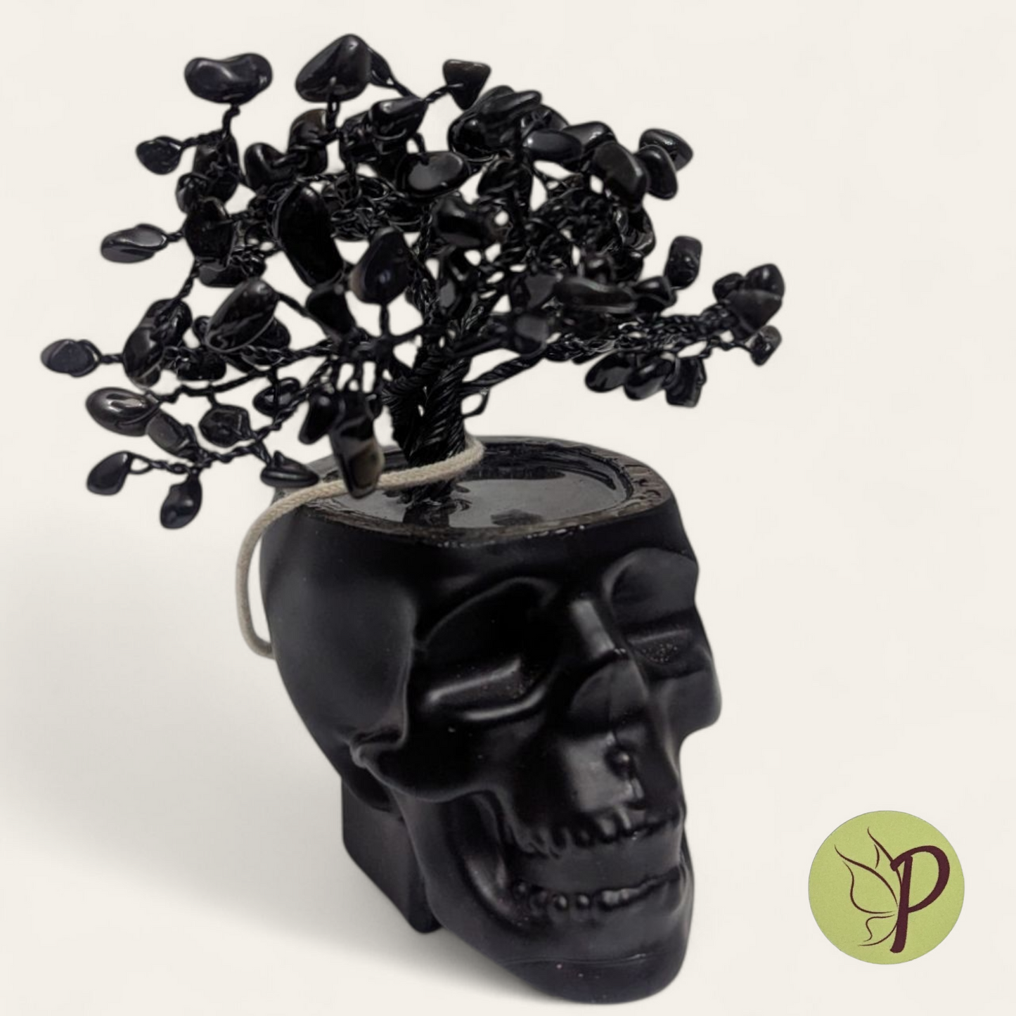 #168 - Shot Glass Skull with Obsidian