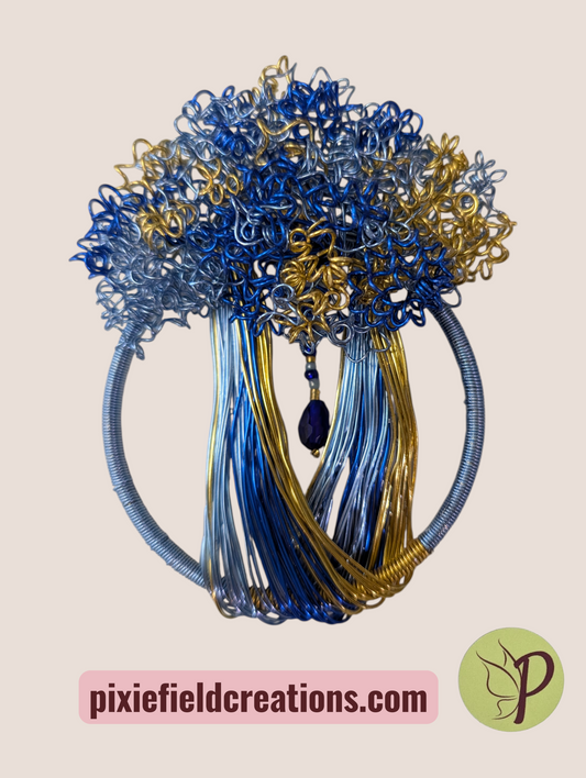 Wall Hanger (small)- Blue, Light Blue and Gold