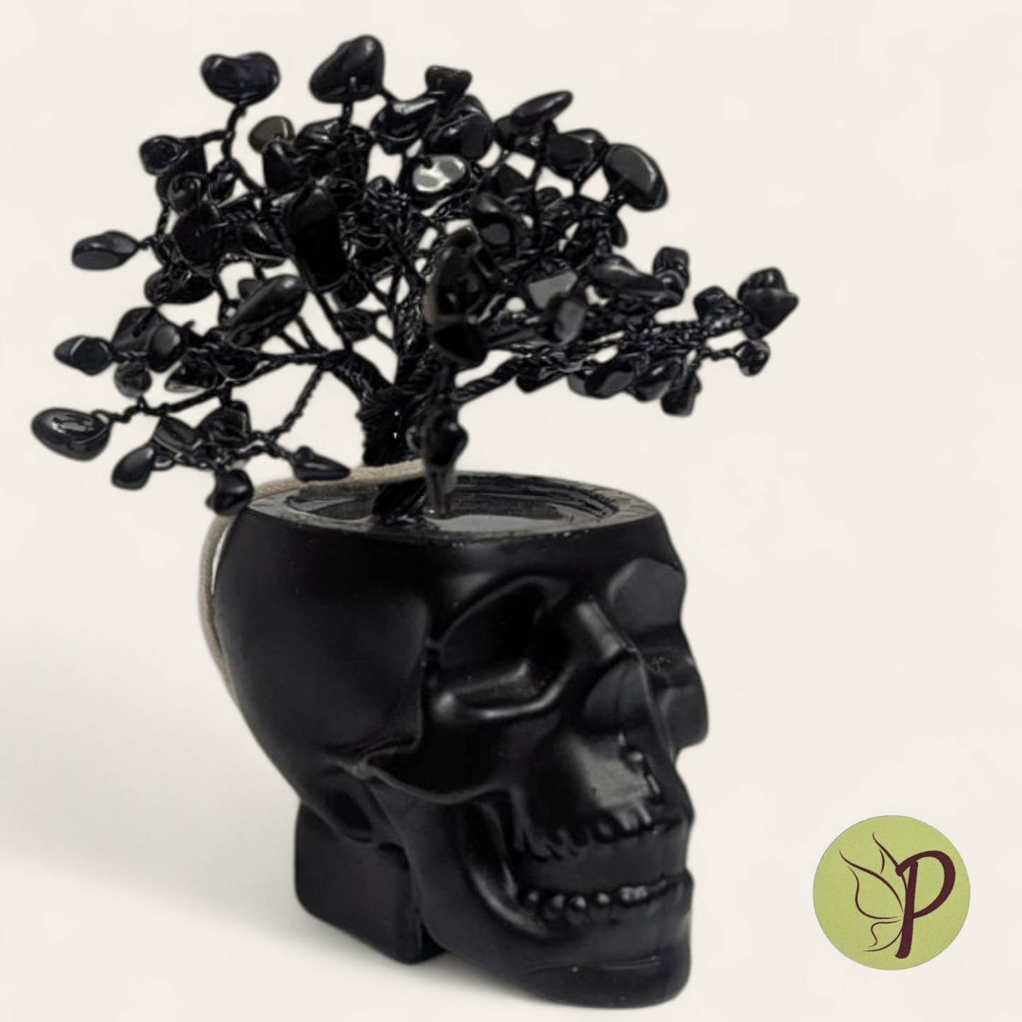#168 - Shot Glass Skull with Obsidian