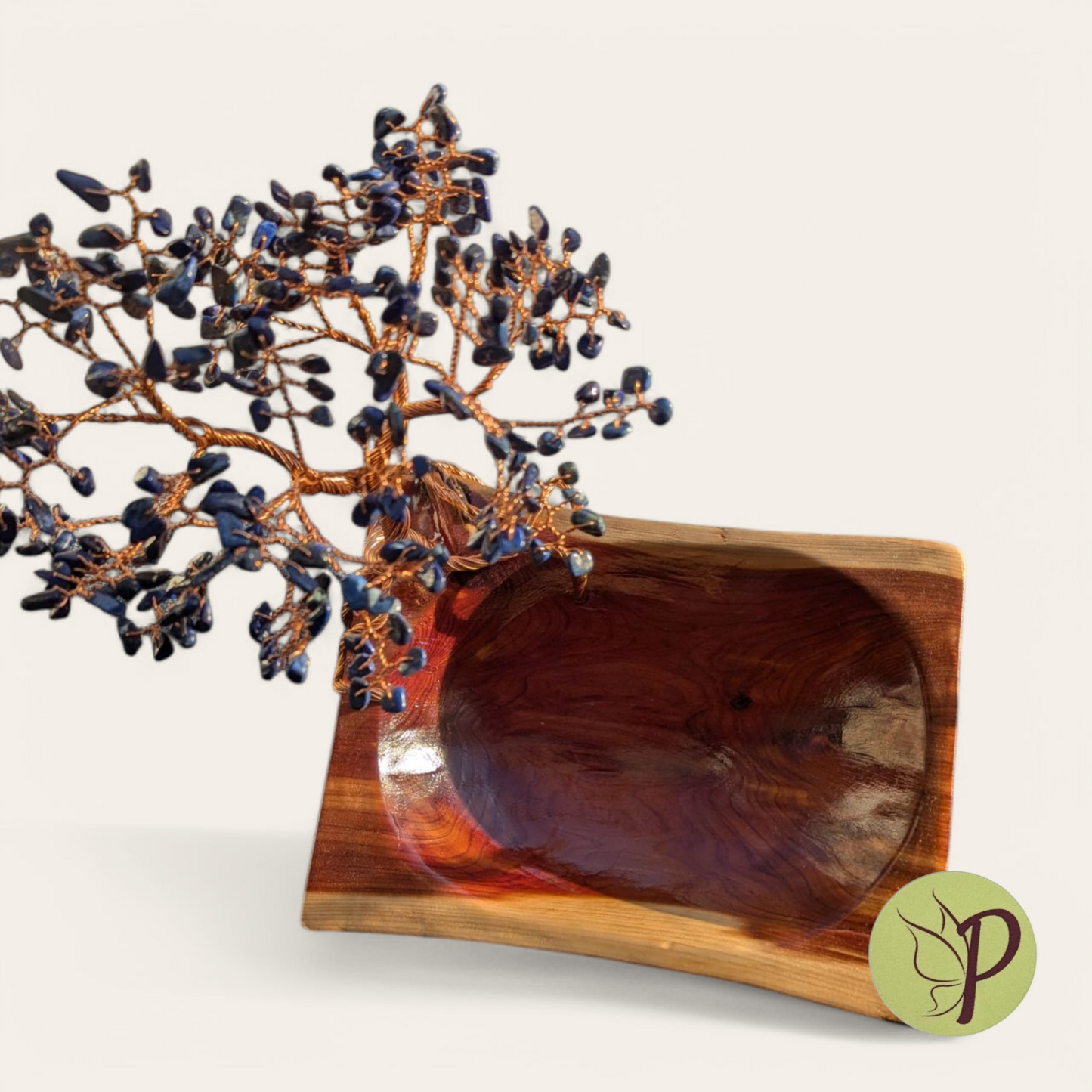 #187 - Medium Cedar Bowl with Lapis Lazuli