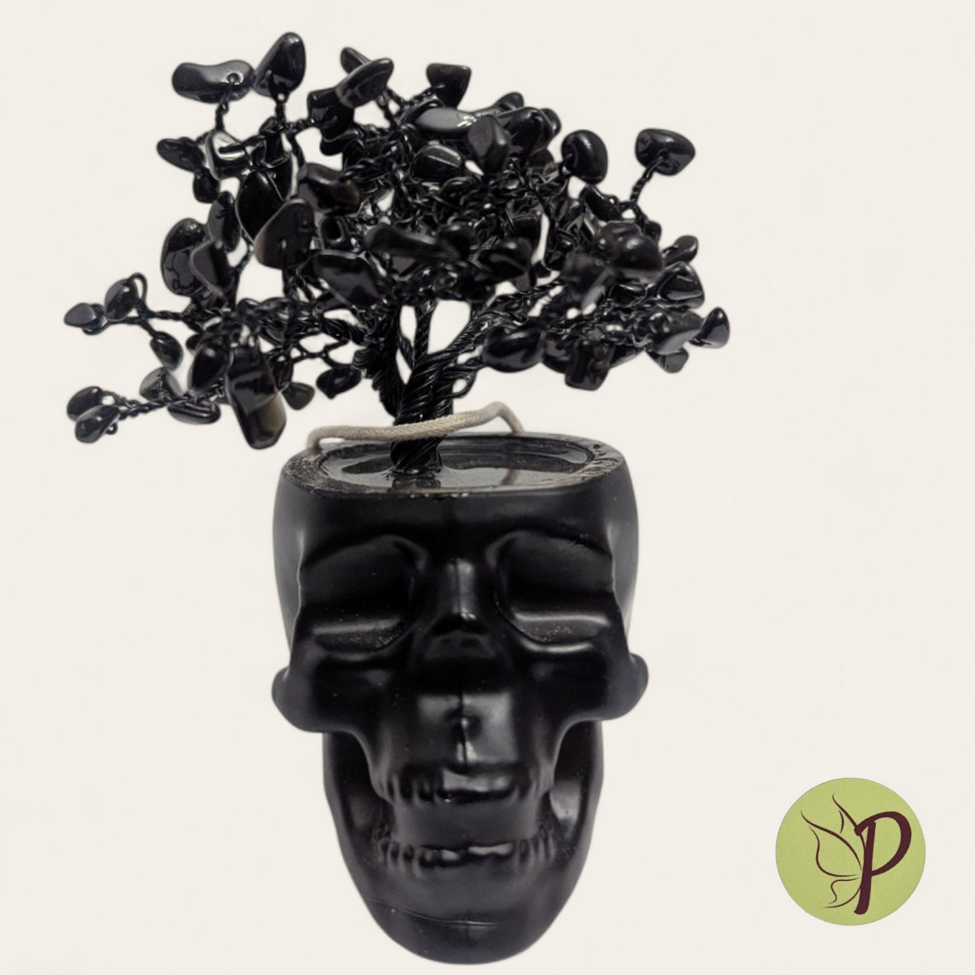 168 - Glass Skull with Obsidian – PixieField Creations