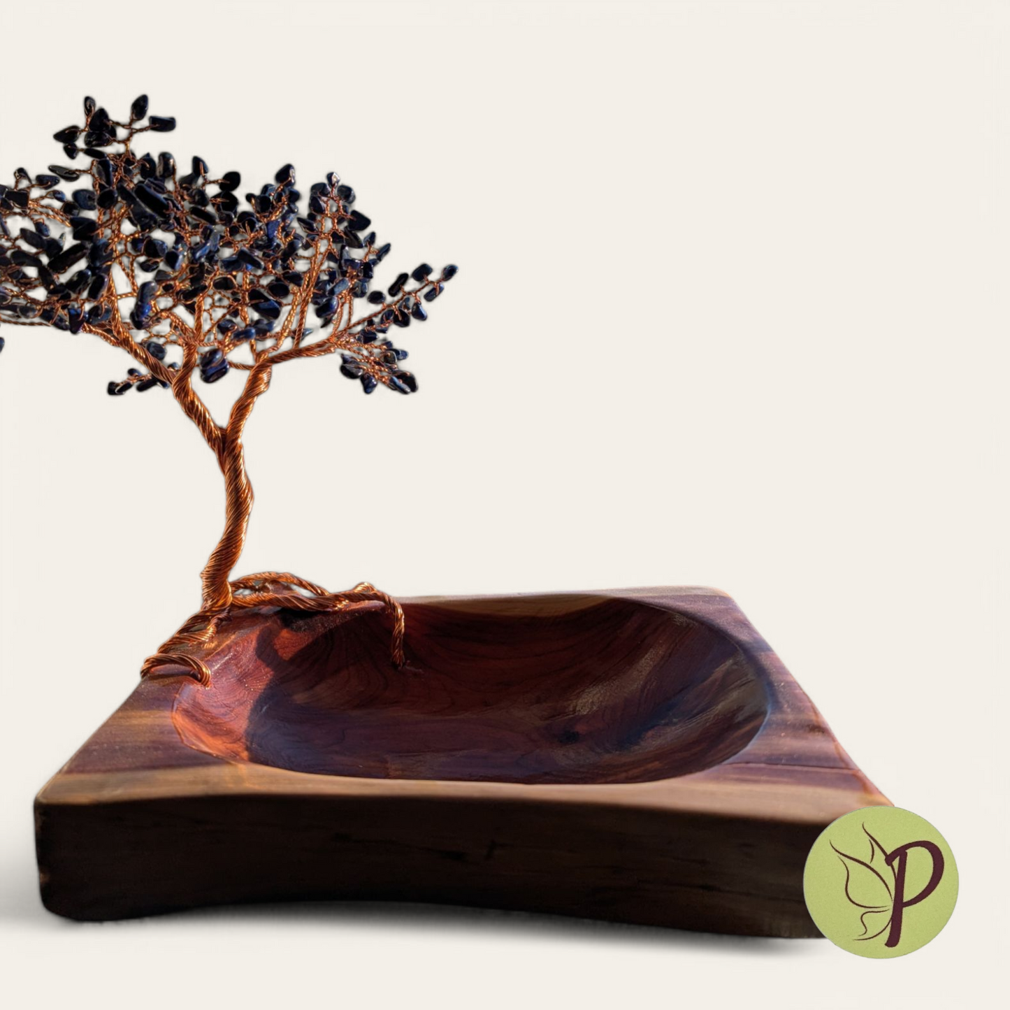 #187 - Medium Cedar Bowl with Lapis Lazuli