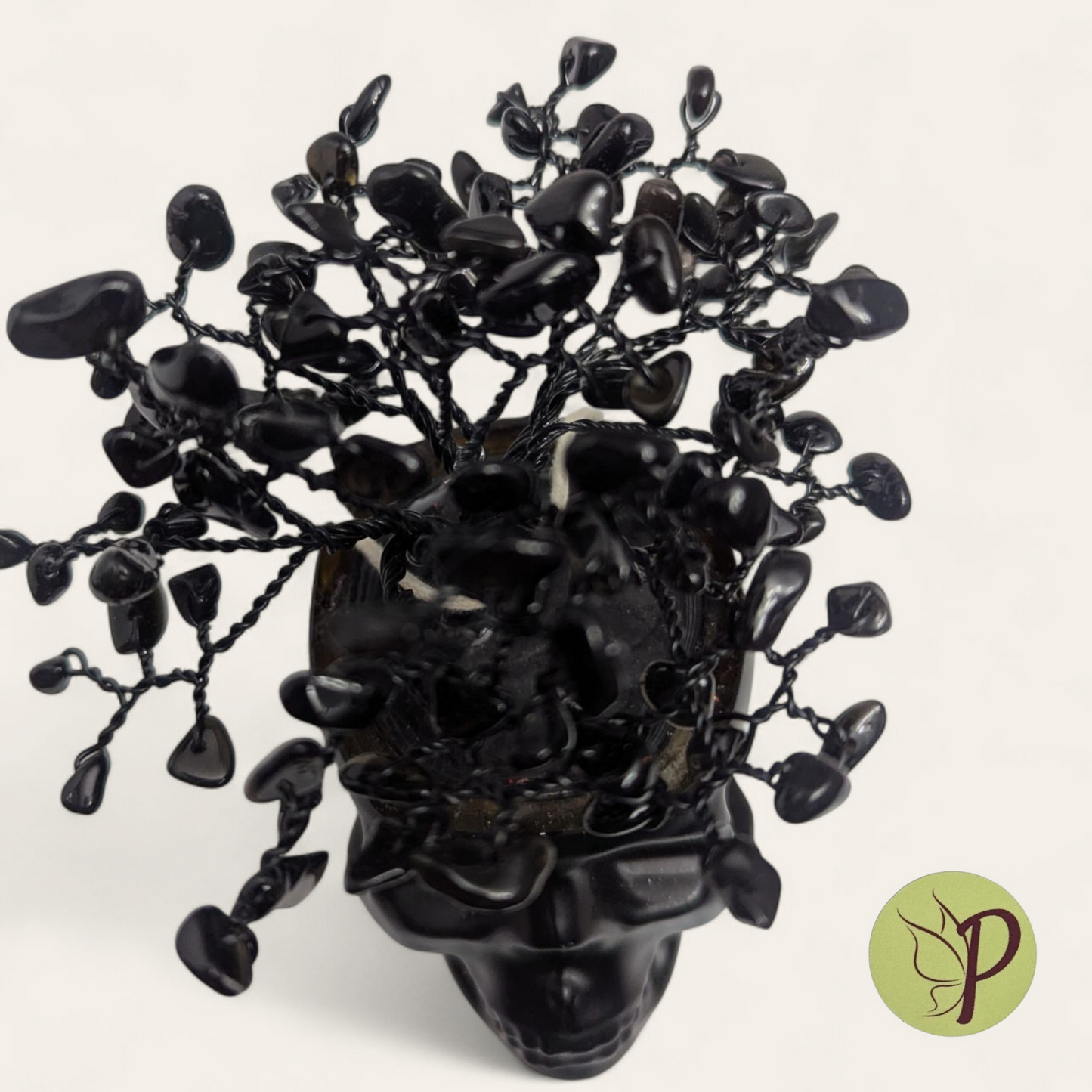 #168 - Shot Glass Skull with Obsidian